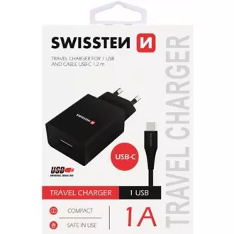 SÍŤ.1xUSB 1A +KAB.USB/TYPE C SWISSTEN