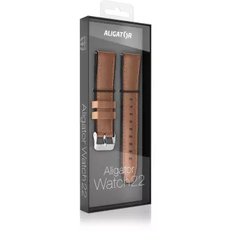 Řemínek kožený 22mm hnědý ALIGATOR