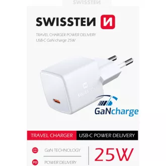 MINI SÍŤ.ADAP.GaN USB-C 25W SWISSTEN MINI SÍŤ.ADAP.GaN USB-C 25W SWISSTEN