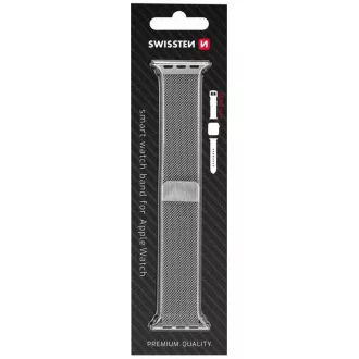 BAND APP.W.KNITTED 38-40mm SLVR SWISSTEN