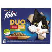 FELIX Fantastic DUO Multipack 12x85g hovězí a drůbeží se zel. fazolkami/ jehněčí a kuře s rajčaty/ krůta a kachna s mrkví/ vepřové a zvěřina s cuketou