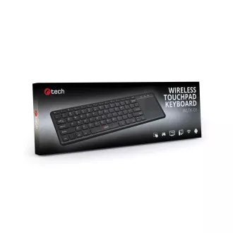C-TECH klávesnice WLTK-01, bezdrátová s touchpadem, černá, USB
