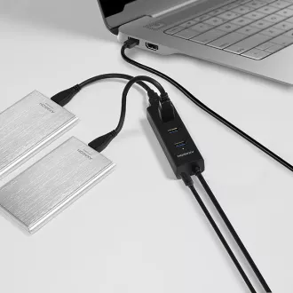 AXAGON HUE-S2BP, 4x USB 3.0 CHARGING hub, vč. AC adaptéru, kabel USB-A 1.2m