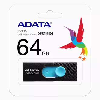 ADATA Flash Disk 64GB UV220, USB 2.0 Dash Drive, bílá/šedá