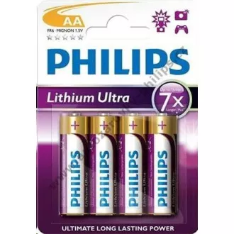 PHILIPS Lithium Ultra baterie AA 1, 5V FR6LB4A/10 (Blistr 4ks)