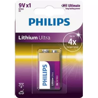 PHILIPS Lithium Ultra baterie 9V 6FR61LB1A/ (Blistr 1ks)