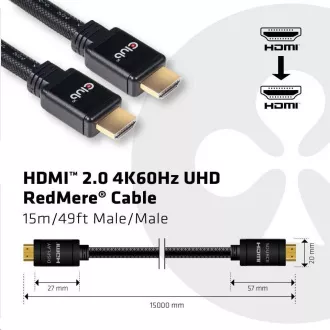 Club3D Kabel HDMI 2.0 aktivní, High Speed 4K UHD, Redmere (M/M), 15m, 28 AWG