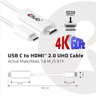Club3D Kabel aktivní USB typ C na HDMI 2.0 4K60Hz UHD, 1, 8m