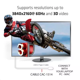 Club3D Kabel aktivní USB typ C na HDMI 2.0 4K60Hz UHD, 1, 8m