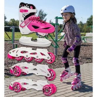 Kolečkové brusle 4v1 Enero KIDS - růžovo-bílé, 30-33