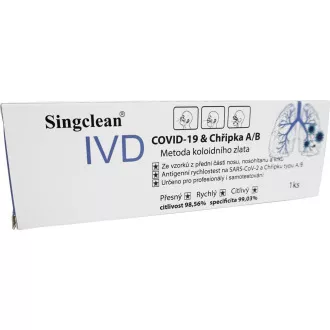 Antigenní test Singclean COVID-19 & Chřipka A/B - výtěr z nosu - 1 ks Antigenní test Singclean COVID-19 & Chřipka A/B - výtěr z nosu - 1 ks