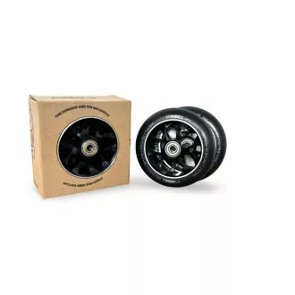 Náhradní kolečka na freestyle koloběžku 110mm, hliník, 2 ks, Černo-stříbrná