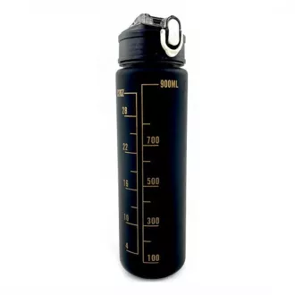 Motivační sportovní láhev 3v1, 2000 ml + 900 ml + 300 ml, Černá