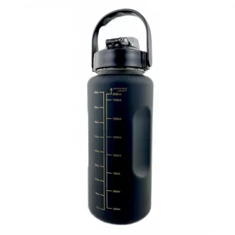 Motivační sportovní láhev 3v1, 2000 ml + 900 ml + 300 ml, Černá