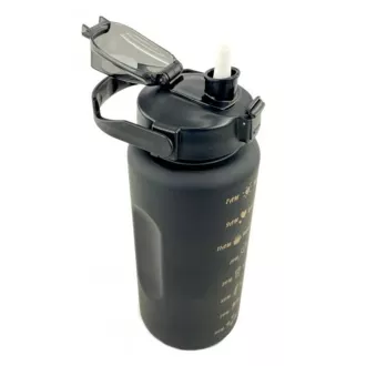 Motivační sportovní láhev 3v1, 2000 ml + 900 ml + 300 ml, Černá