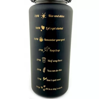Motivační sportovní láhev 3v1, 2000 ml + 900 ml + 300 ml, Černá