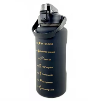 Motivační sportovní láhev 3v1, 2000 ml + 900 ml + 300 ml, Černá