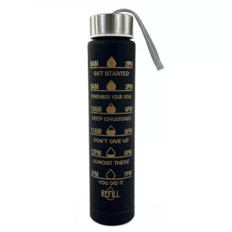 Motivační sportovní láhev 3v1, 2000 ml + 900 ml + 300 ml, Černá