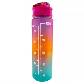 Motivační sportovní láhev 3v1, 2000 ml + 900 ml + 300 ml, Černá