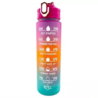 Motivační sportovní láhev 3v1, 2000 ml + 900 ml + 300 ml, Černá