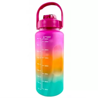 Motivační sportovní láhev 3v1, 2000 ml + 900 ml + 300 ml, Černá