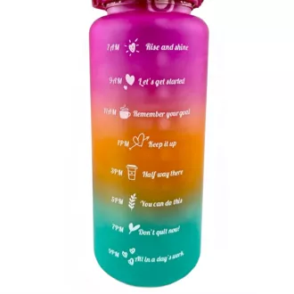 Motivační sportovní láhev 3v1, 2000 ml + 900 ml + 300 ml, Černá