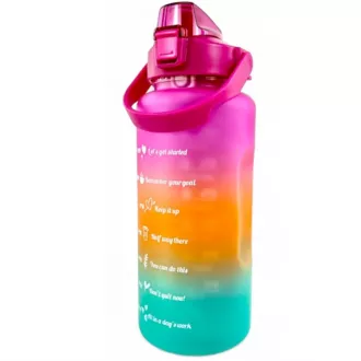 Motivační sportovní láhev 3v1, 2000 ml + 900 ml + 300 ml, Černá