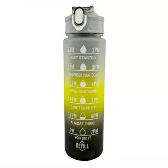 Motivační sportovní láhev 3v1, 2000 ml + 900 ml + 300 ml, Černá