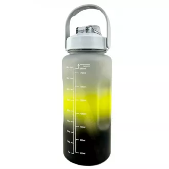 Motivační sportovní láhev 3v1, 2000 ml + 900 ml + 300 ml, Černá