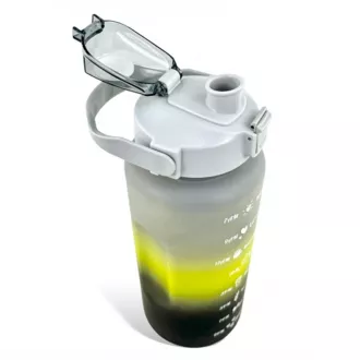 Motivační sportovní láhev 3v1, 2000 ml + 900 ml + 300 ml, Černá