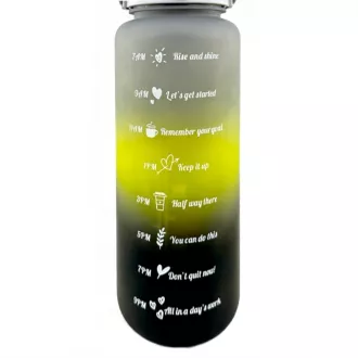 Motivační sportovní láhev 3v1, 2000 ml + 900 ml + 300 ml, Černá