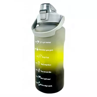 Motivační sportovní láhev 3v1, 2000 ml + 900 ml + 300 ml, Černá