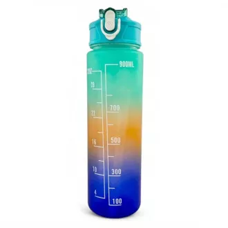 Motivační sportovní láhev 3v1, 2000 ml + 900 ml + 300 ml, Černá