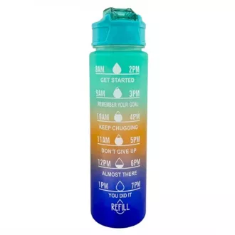 Motivační sportovní láhev 3v1, 2000 ml + 900 ml + 300 ml, Černá