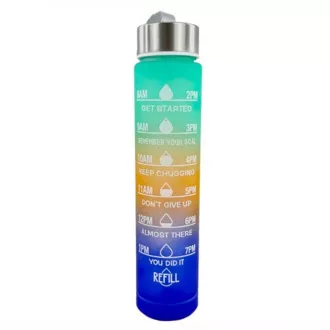 Motivační sportovní láhev 3v1, 2000 ml + 900 ml + 300 ml, Černá