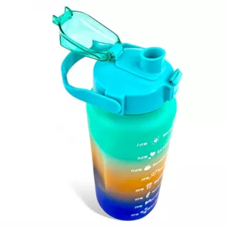 Motivační sportovní láhev 3v1, 2000 ml + 900 ml + 300 ml, Černá