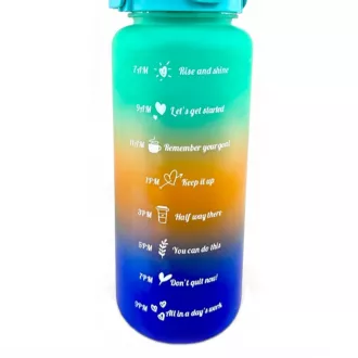 Motivační sportovní láhev 3v1, 2000 ml + 900 ml + 300 ml, Černá