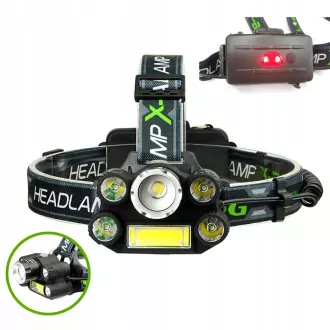 Čelovka CREE 1 x XM-L T6 + 4 x silný Q5 bílý + 1 x silný COB + ZOOM pásek