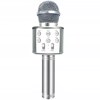 Karaoke bluetooth mikrofon s reproduktorem, Stříbrná