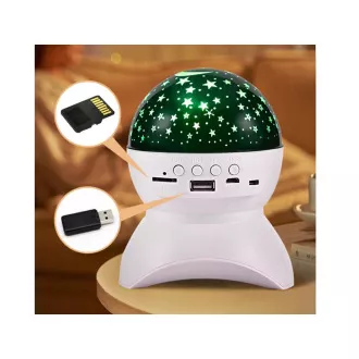 Noční LED projektor hvězd s USB, Bílá