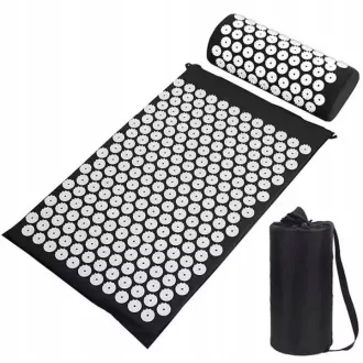 Akupresurní PREMIUM podložka na cvičení s polštářkem 67x42x2 cm, Černá