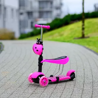 Dětská koloběžka 2v1 BERUŠKA se svítícími LED koly, růžová - Rozbalené Dětská koloběžka 2v1 BERUŠKA se svítícími LED koly, růžová - Rozbalené