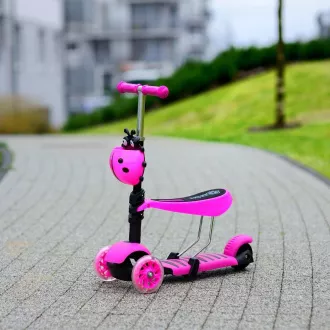 Dětská koloběžka 2v1 BERUŠKA se svítícími LED koly, růžová Dětská koloběžka 2v1 BERUŠKA se svítícími LED koly, růžová