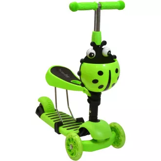 Dětská koloběžka 2v1 BERUŠKA se svítícími LED koly, zelená