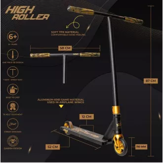 Freestyle koloběžka Story High Roller Stunt, Černo-zlatá