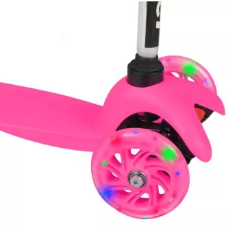 Koloběžka tříkolová MINI SCOOTER se svítícími kolečky, růžová Koloběžka tříkolová MINI SCOOTER se svítícími kolečky, růžová