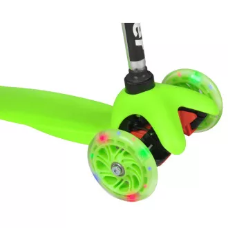 Koloběžka tříkolová MINI SCOOTER se svítícími kolečky, zelená