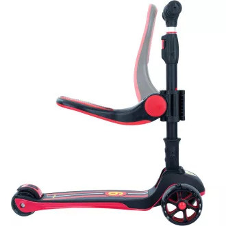 Dětská tříkolová koloběžka Story 2v1 Deluxe se svítícími kolečky mini scooter, černo-červená