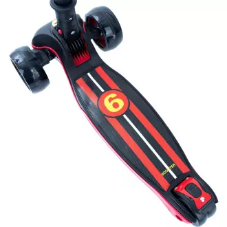 Dětská tříkolová koloběžka Story 2v1 Deluxe se svítícími kolečky mini scooter, černo-červená