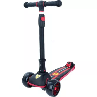 Dětská tříkolová koloběžka Story 2v1 Deluxe se svítícími kolečky mini scooter, černo-červená